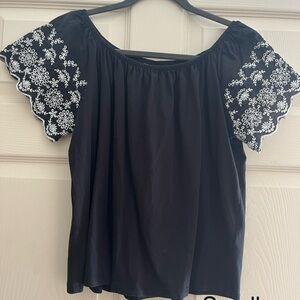 H&M Black Embellished Short Sleeve Blouse